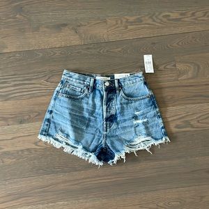 PacSun Medium Blue Distressed Vintage High Waisted Denim Shorts